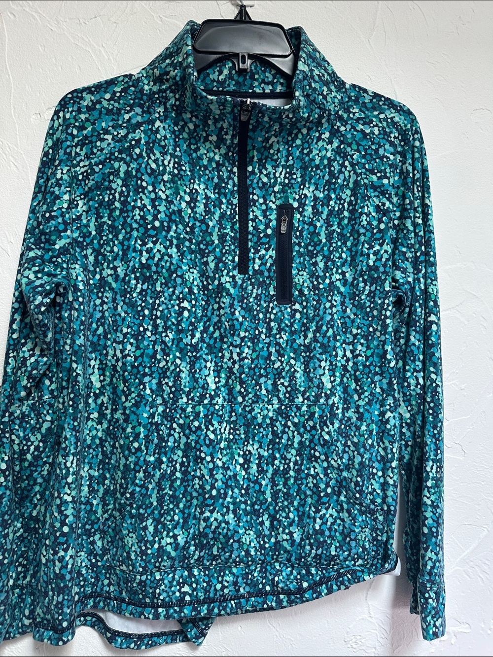 Talbots Teal Multi-Color Speckled Quarter-Zip Pullover